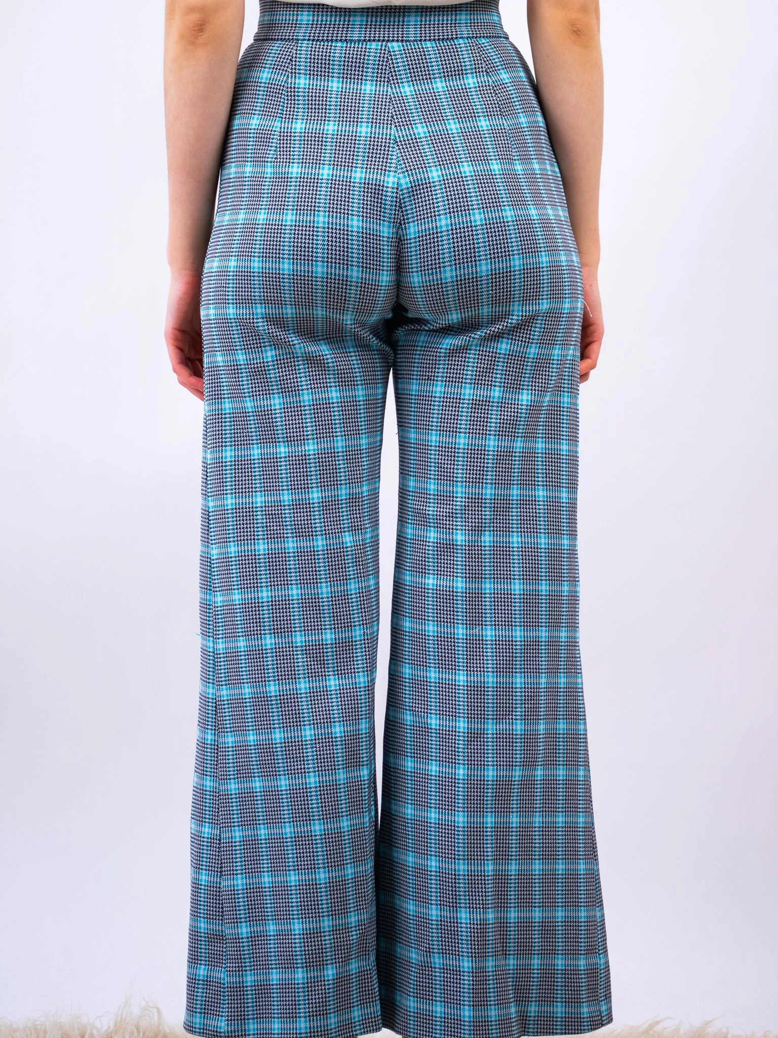 1960's black   blue plaid flares