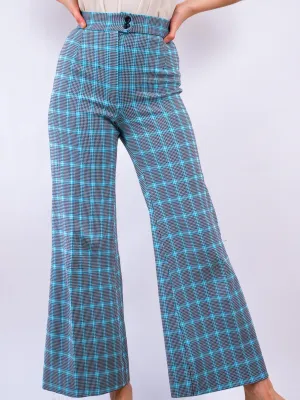 1960's black   blue plaid flares