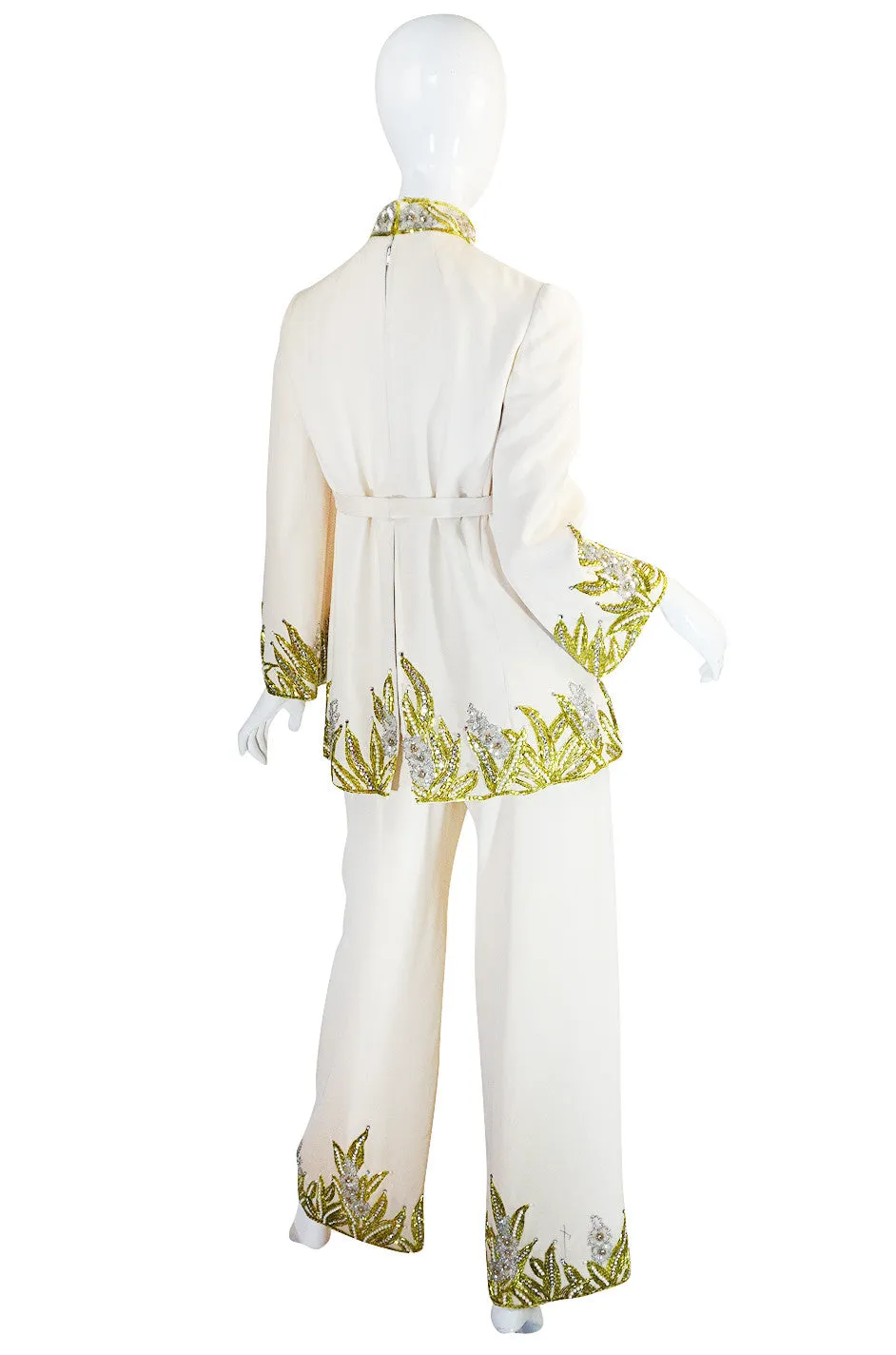 1960s Michael Novarese Heavily Beaded Silk Pantsuit