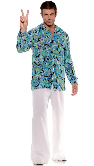 1970s Groovy Hippie Plus Size Mens Costume Shirt