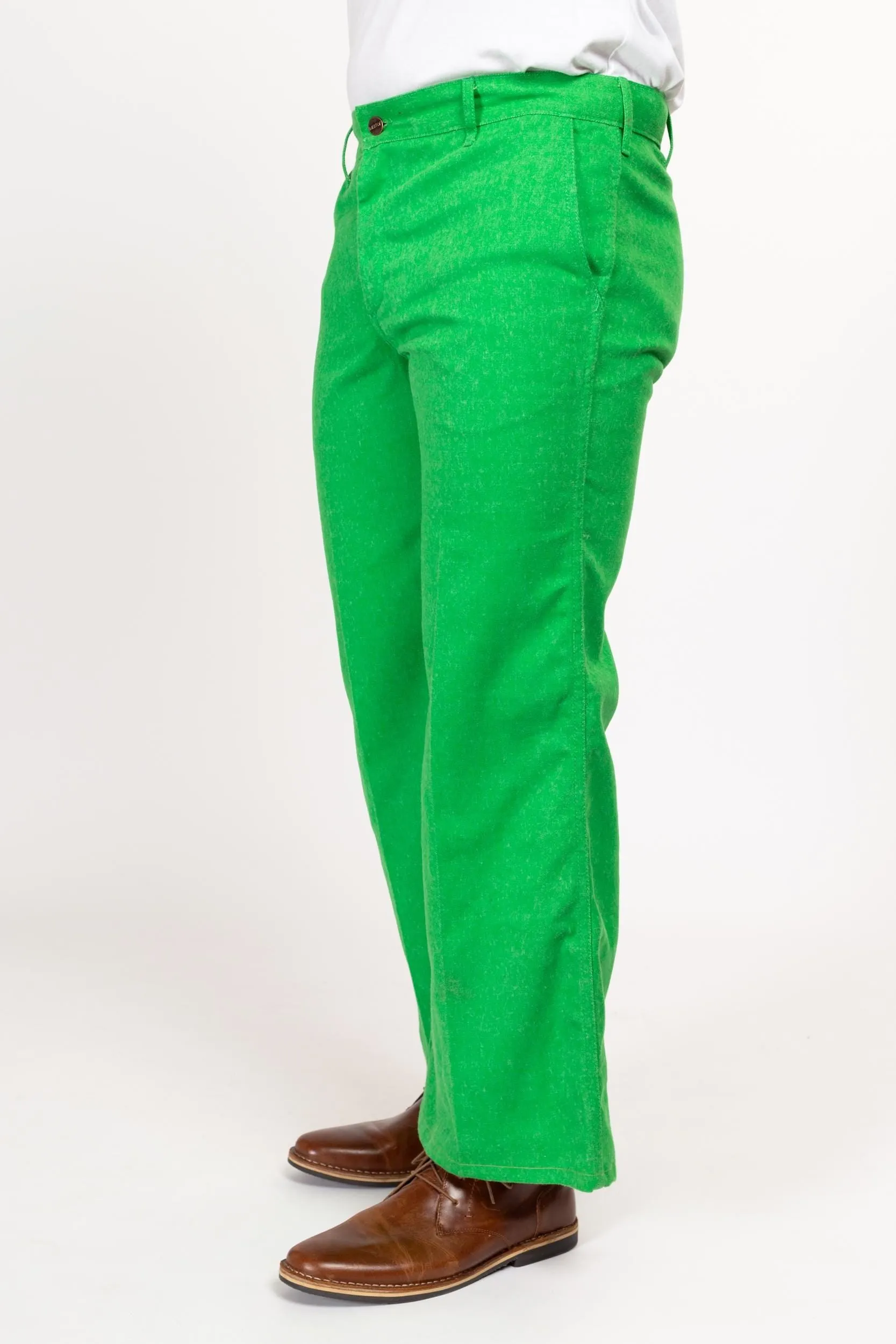 34x30 70s Bright Green Flared Trousers Medium Short