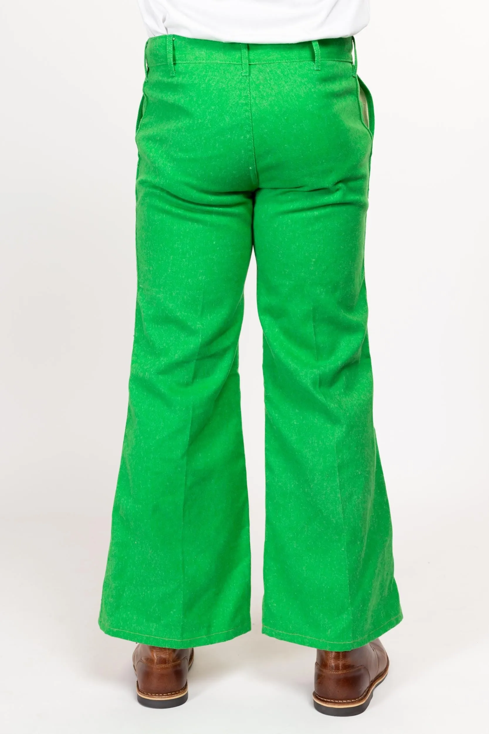 34x30 70s Bright Green Flared Trousers Medium Short