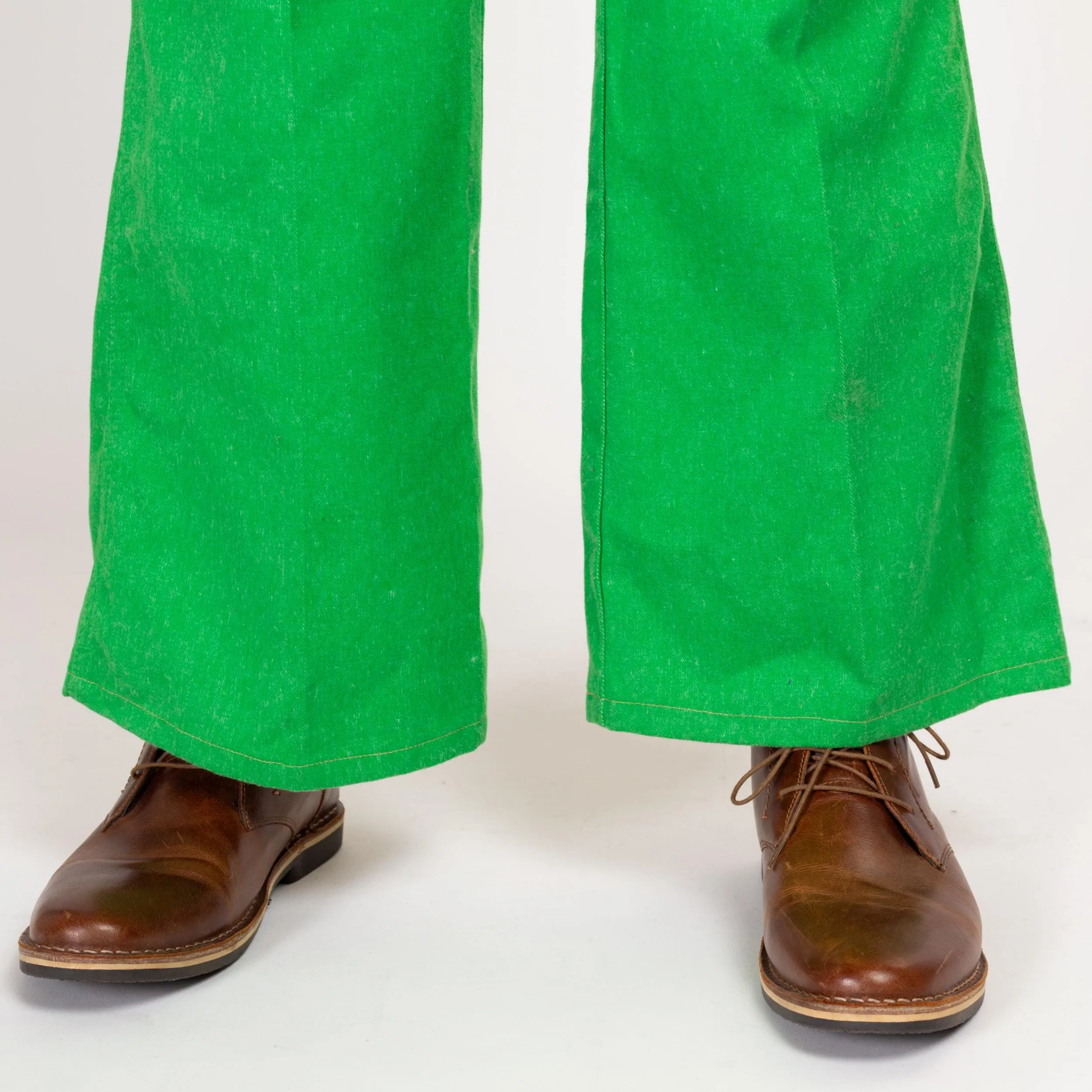 34x30 70s Bright Green Flared Trousers Medium Short