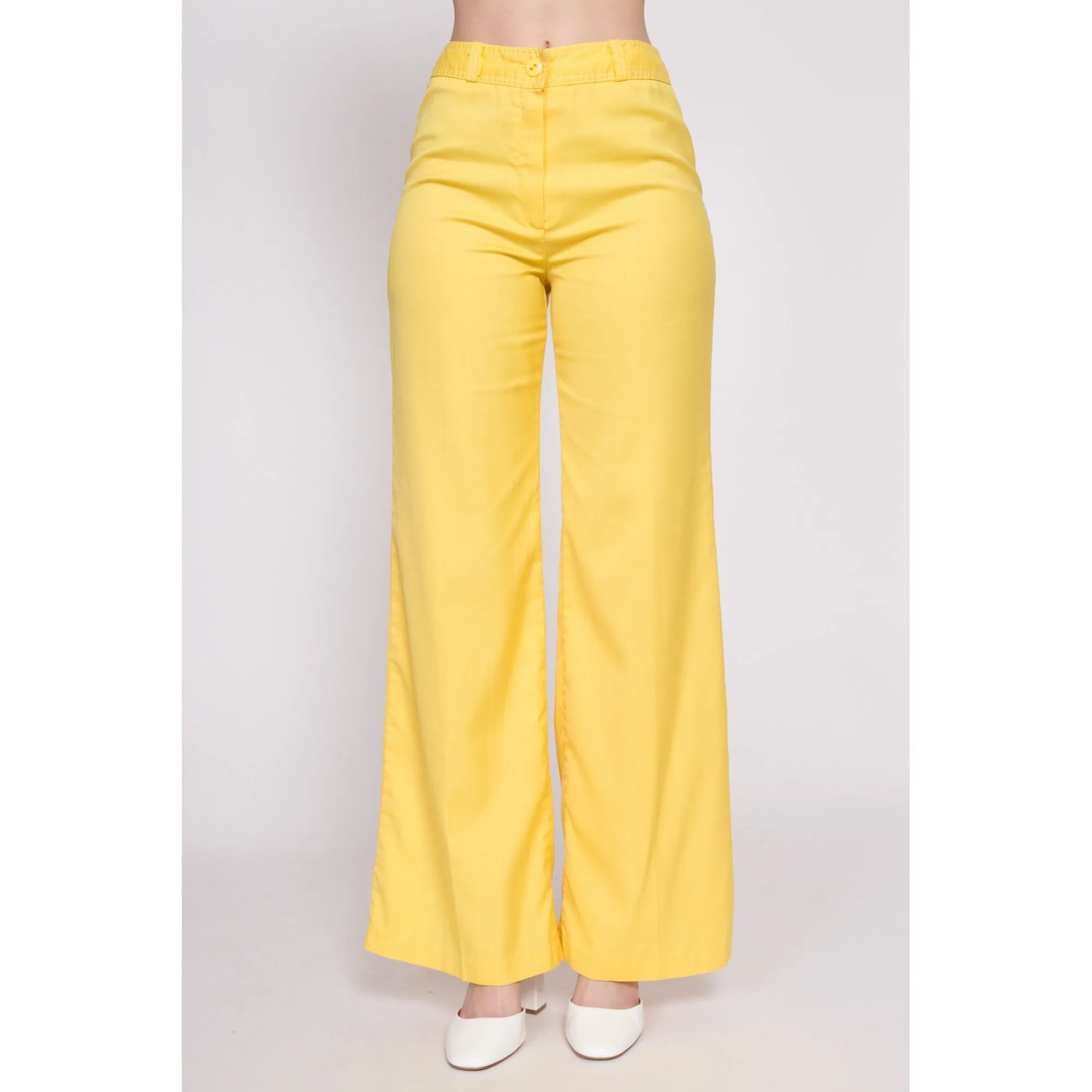 70s Yellow Flared Pants - Small, 26.5"