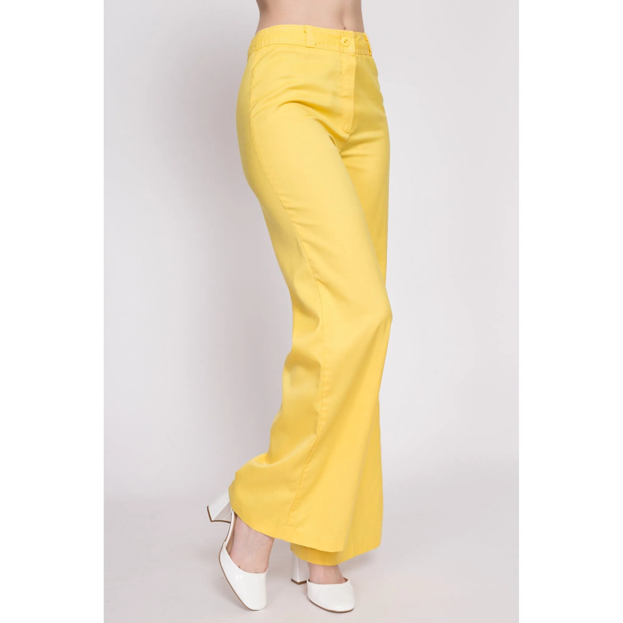 70s Yellow Flared Pants - Small, 26.5"