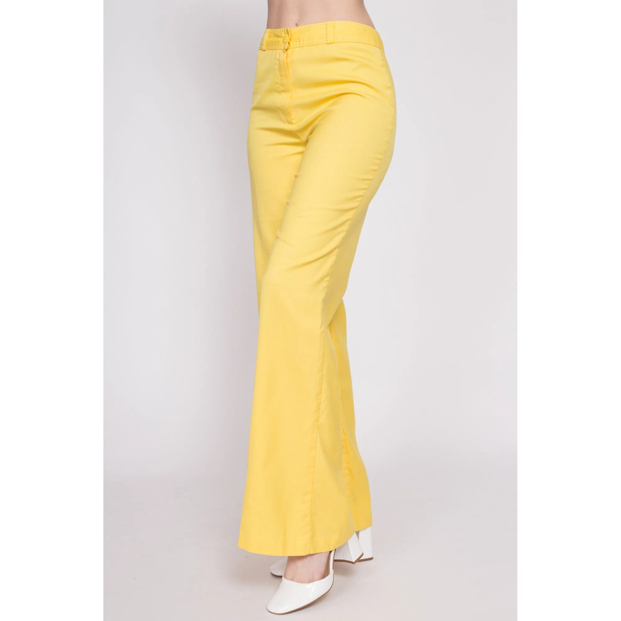 70s Yellow Flared Pants - Small, 26.5"