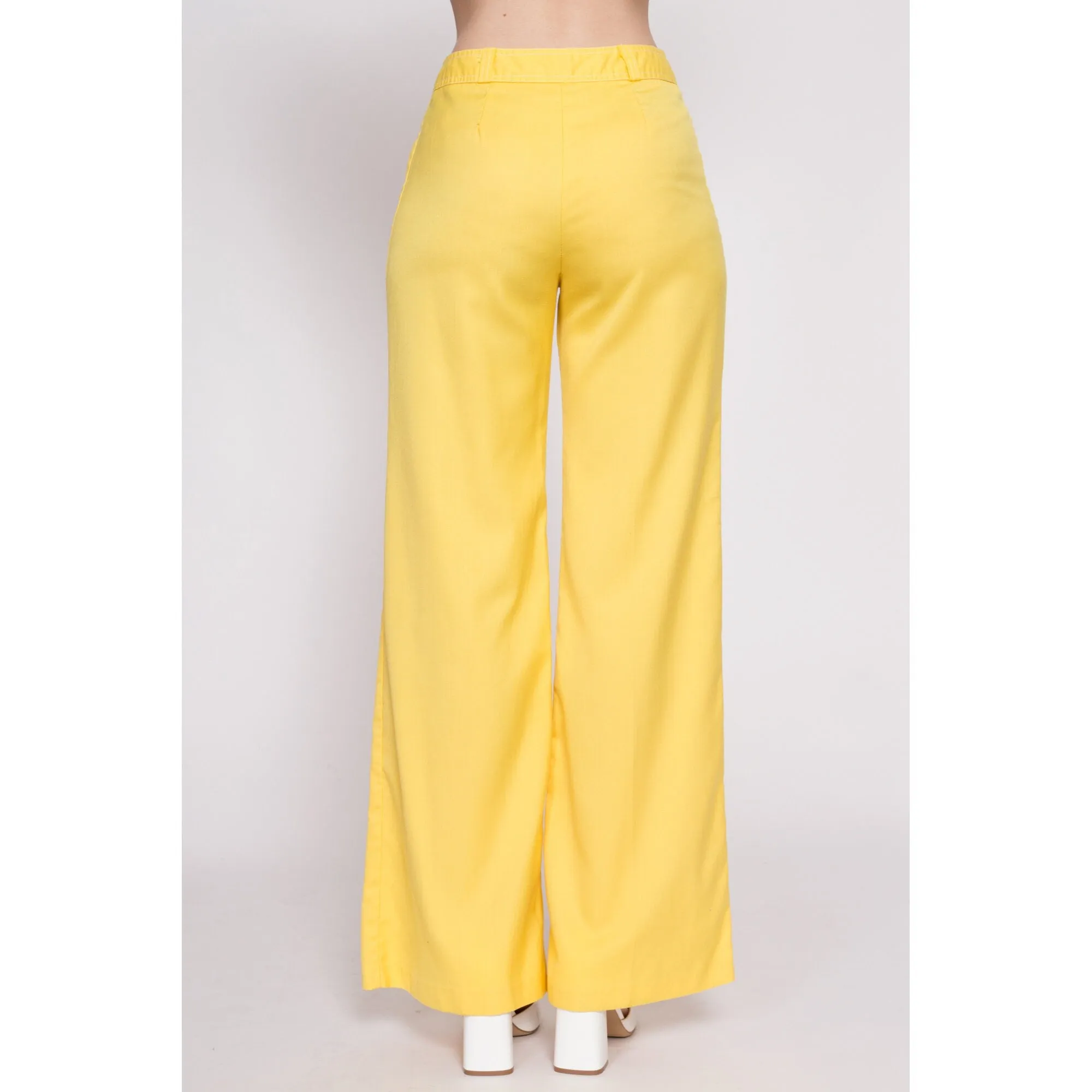 70s Yellow Flared Pants - Small, 26.5"