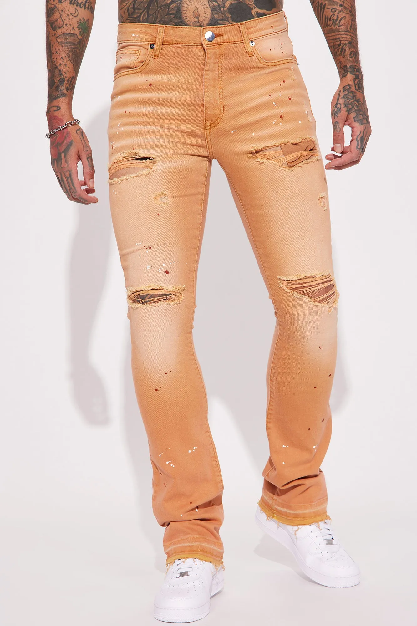 Always On Time Stacked Skinny Flared Pants - Brown