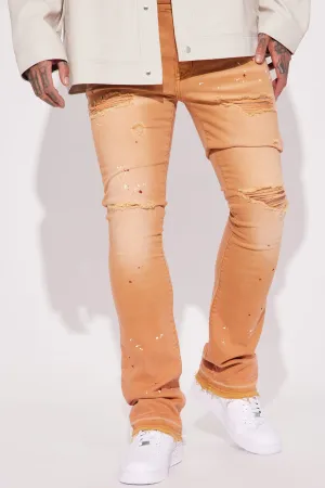 Always On Time Stacked Skinny Flared Pants - Brown