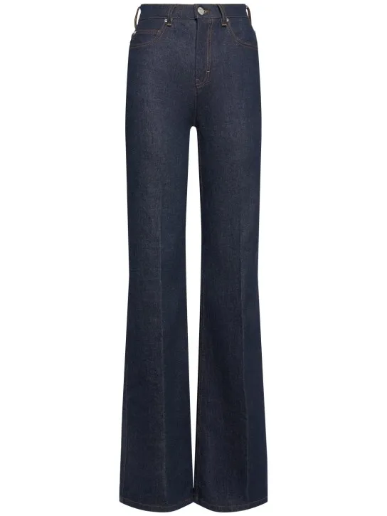 AMI Paris   High rise flared cotton denim jeans 