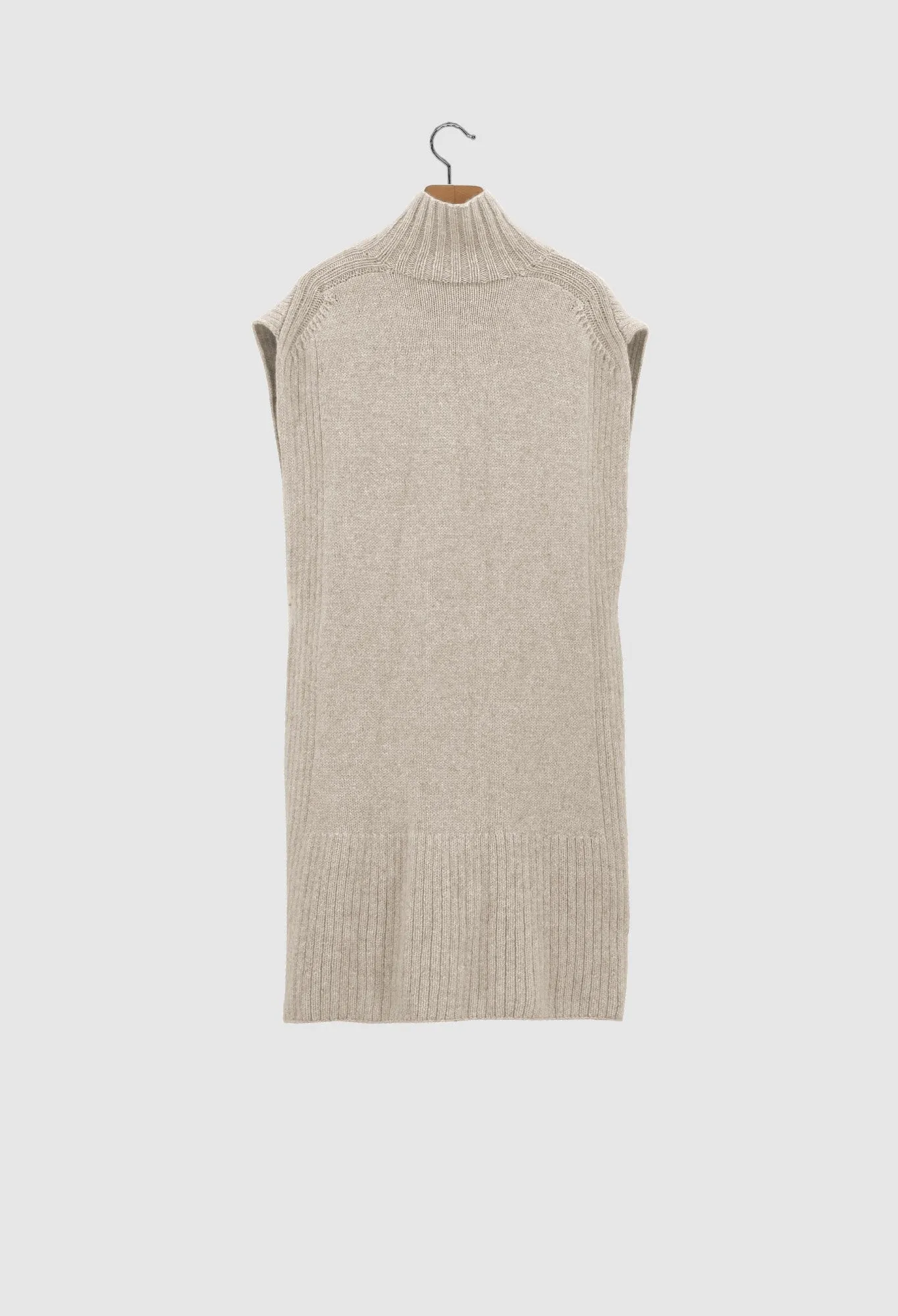 ARAMIS - Hand-Knit Cashmere Long Vest in Oat