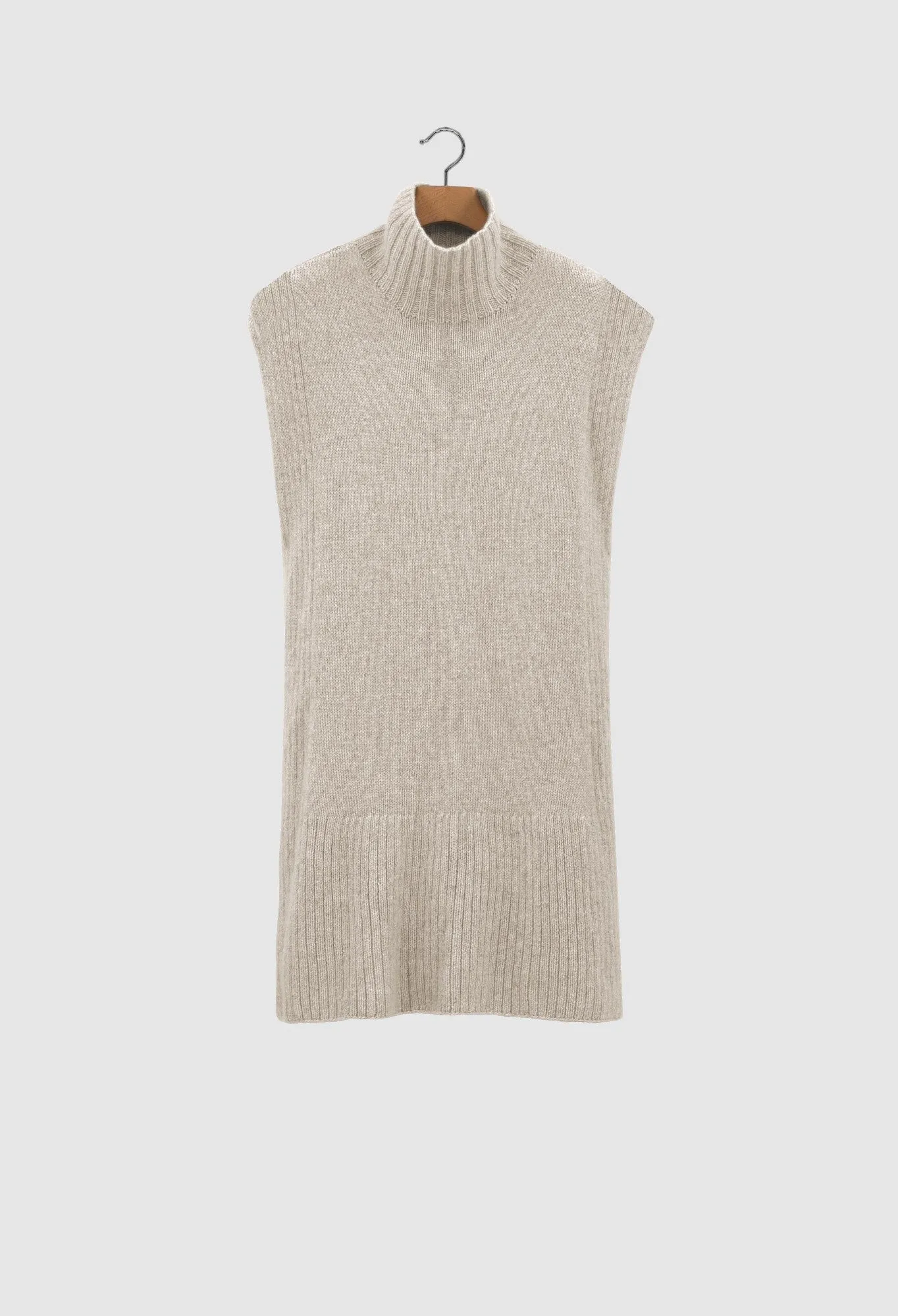 ARAMIS - Hand-Knit Cashmere Long Vest in Oat