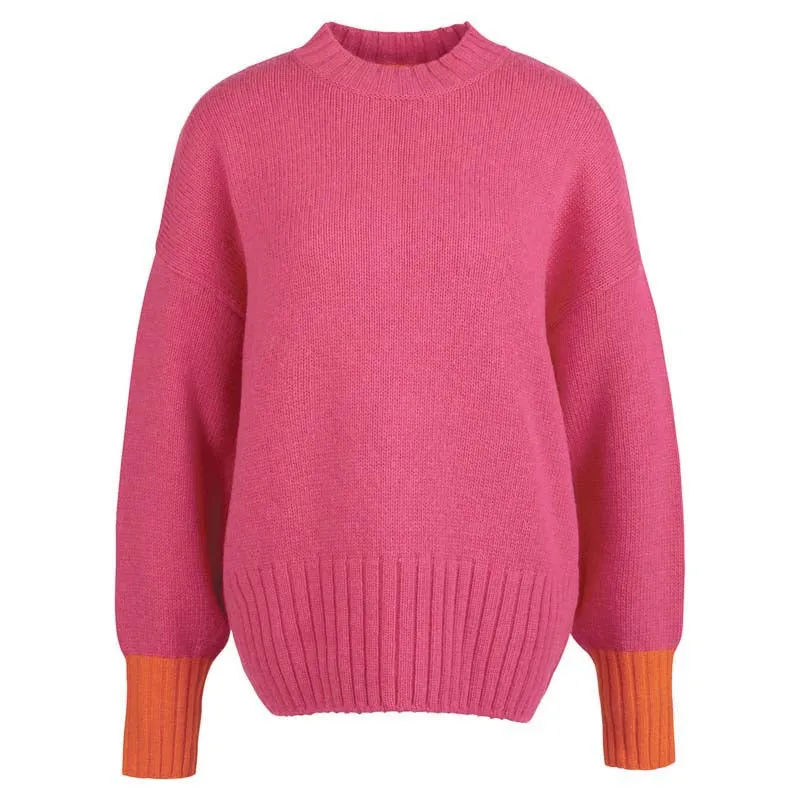 Barbour Surf Ladies Jumper - Pink Dahlia/Pumpkin