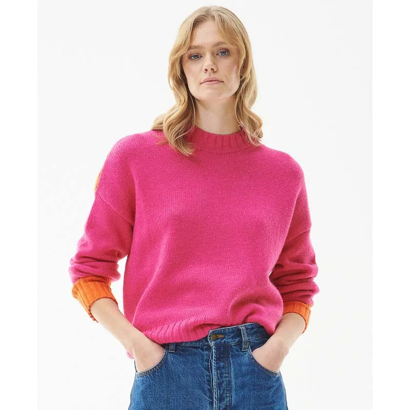 Barbour Surf Ladies Jumper - Pink Dahlia/Pumpkin