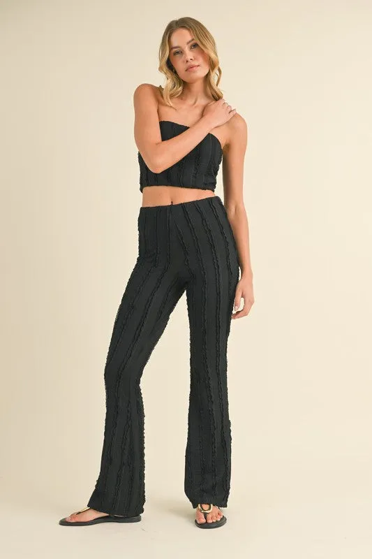 Black Baby Ruffled Tube Crop Top And Flared Pants