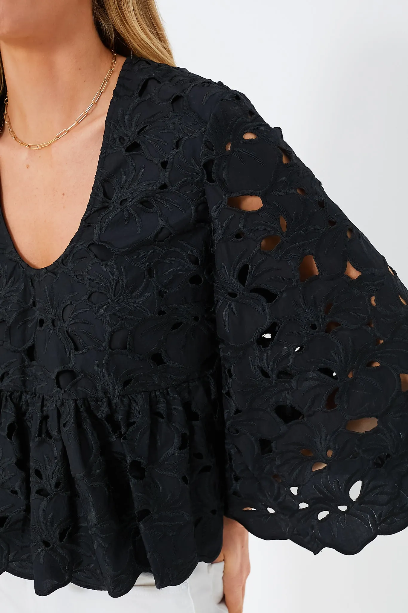 Black Floral Lace Sylvie Blouse