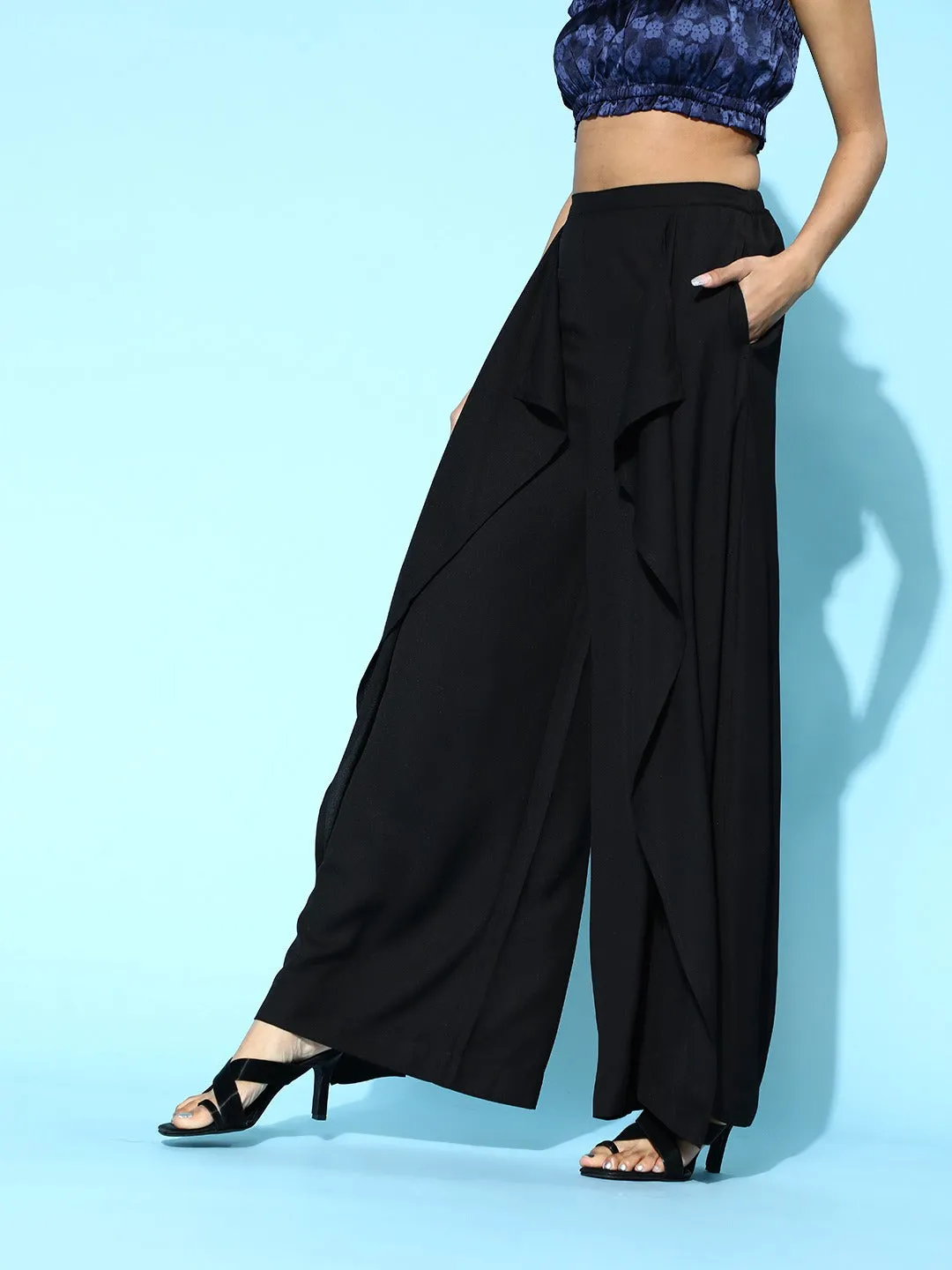 Black Front Frill Pants