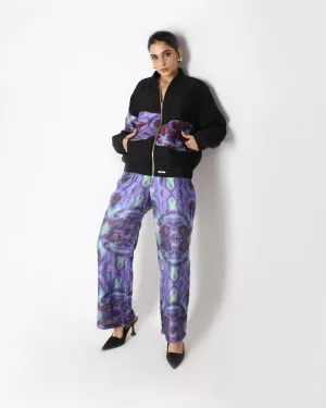 Black Galaxy Silk Unisex Bomber And Pant Set