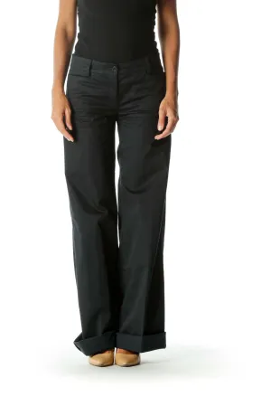 Black High Waisted Flared Pants