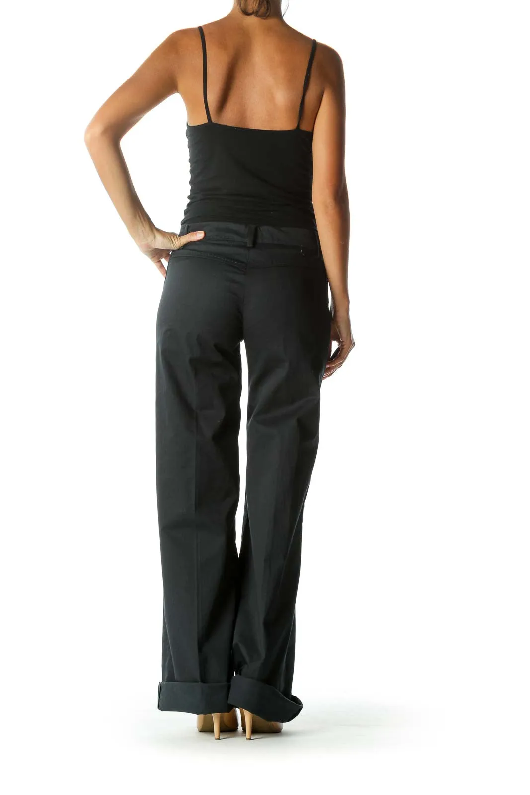 Black High Waisted Flared Pants