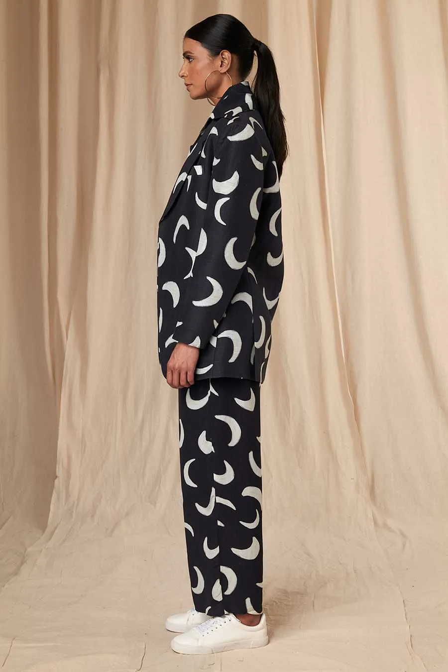 Black Mooncrest Shirt Pants & Blazer Set (3Pc)