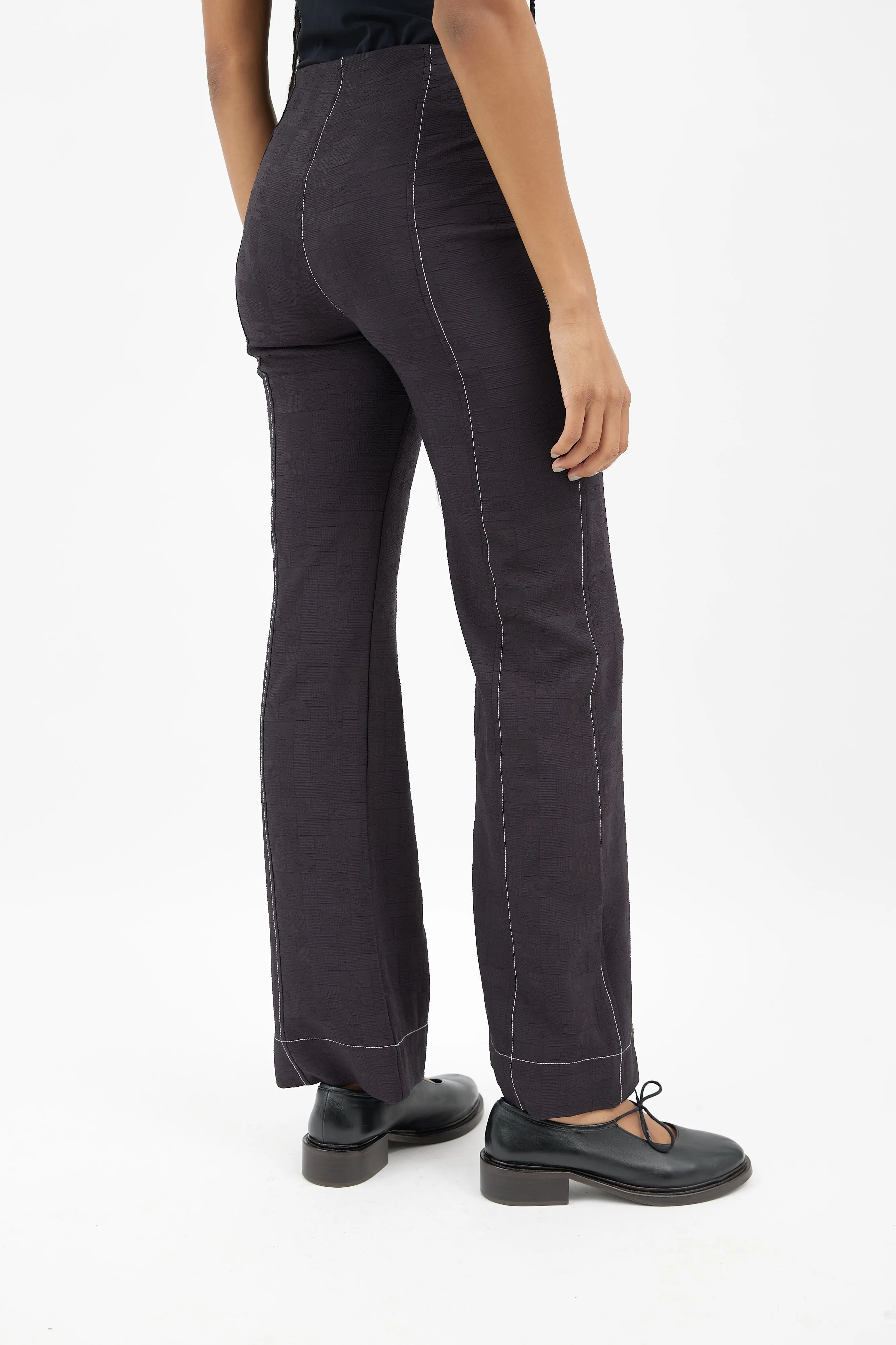 Black Textured Flare Pant