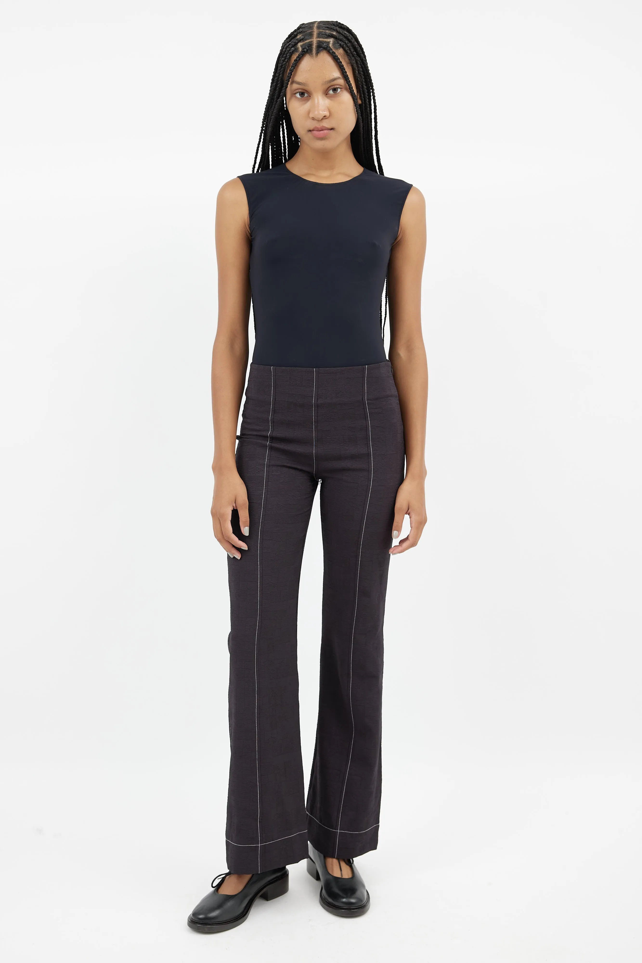 Black Textured Flare Pant