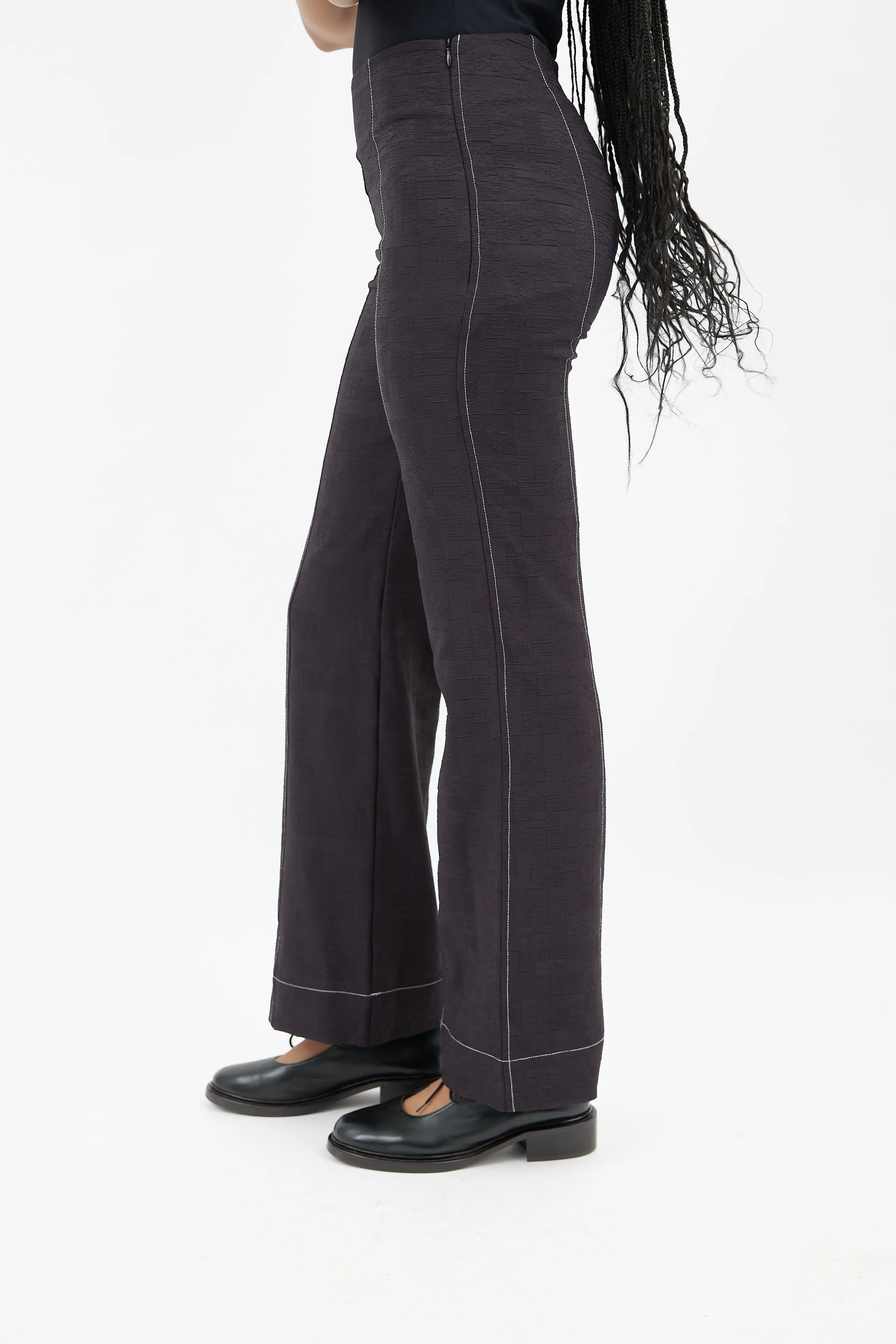 Black Textured Flare Pant