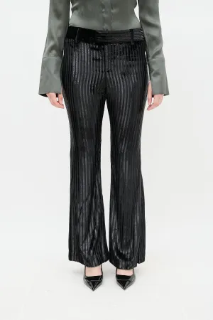 Black Velvet Metallic Striped Pant