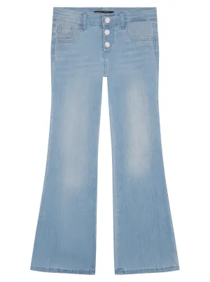 Blue Denim Stretch Denim Flared Pants (2-7)