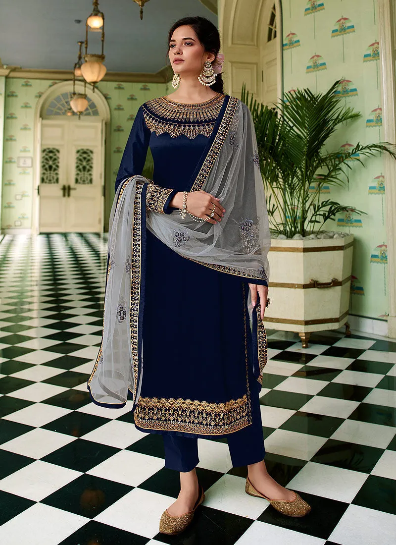 Blue Two Tone Traditional Sharara Suit