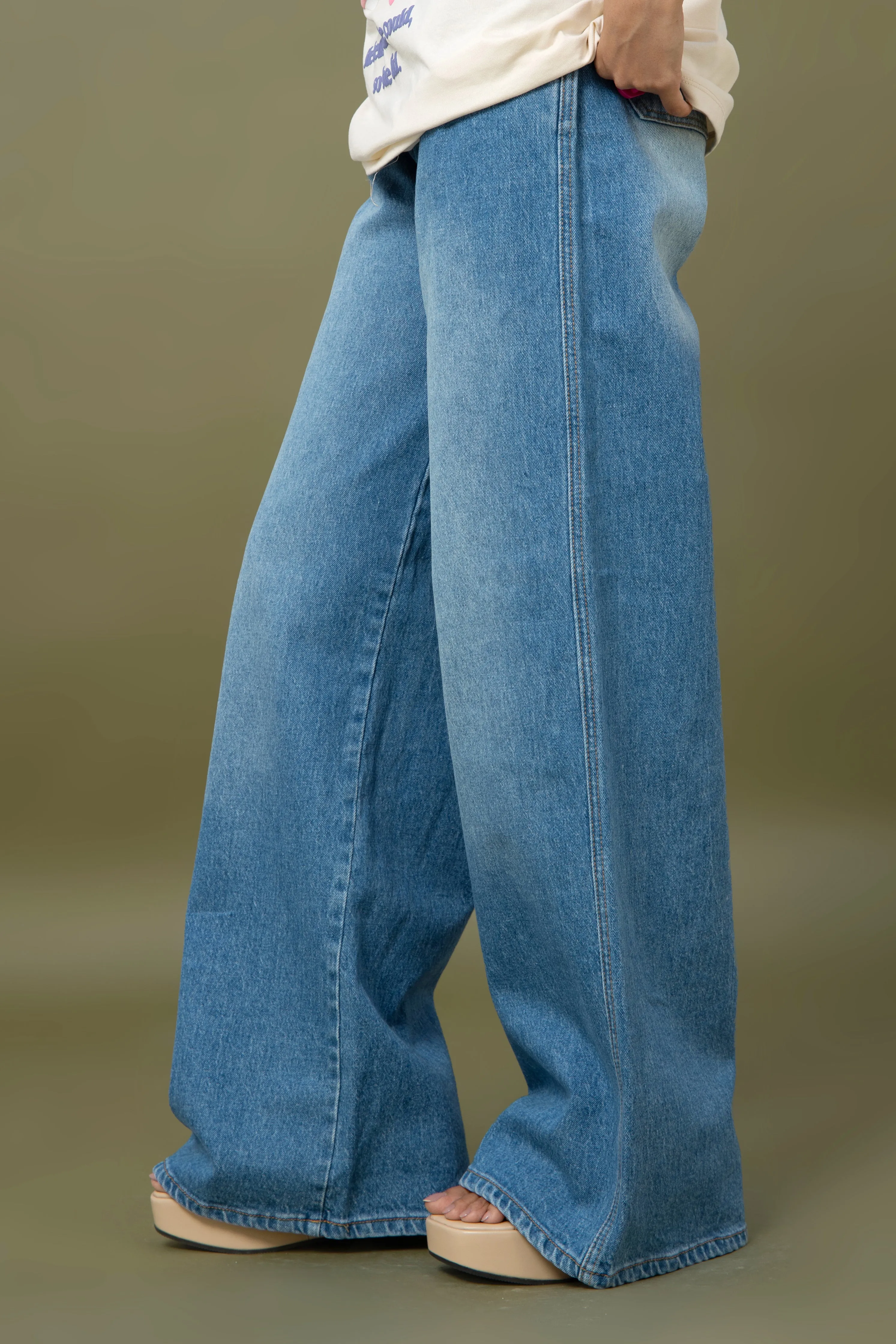 BlueEclipse High-Rise Denim Pants