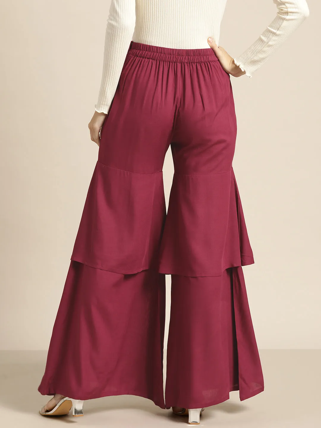 Burgundy Frilly Liva Pants