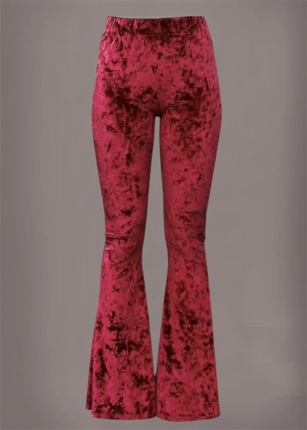 Burgundy Ice Velvet Bell Bottom Pants