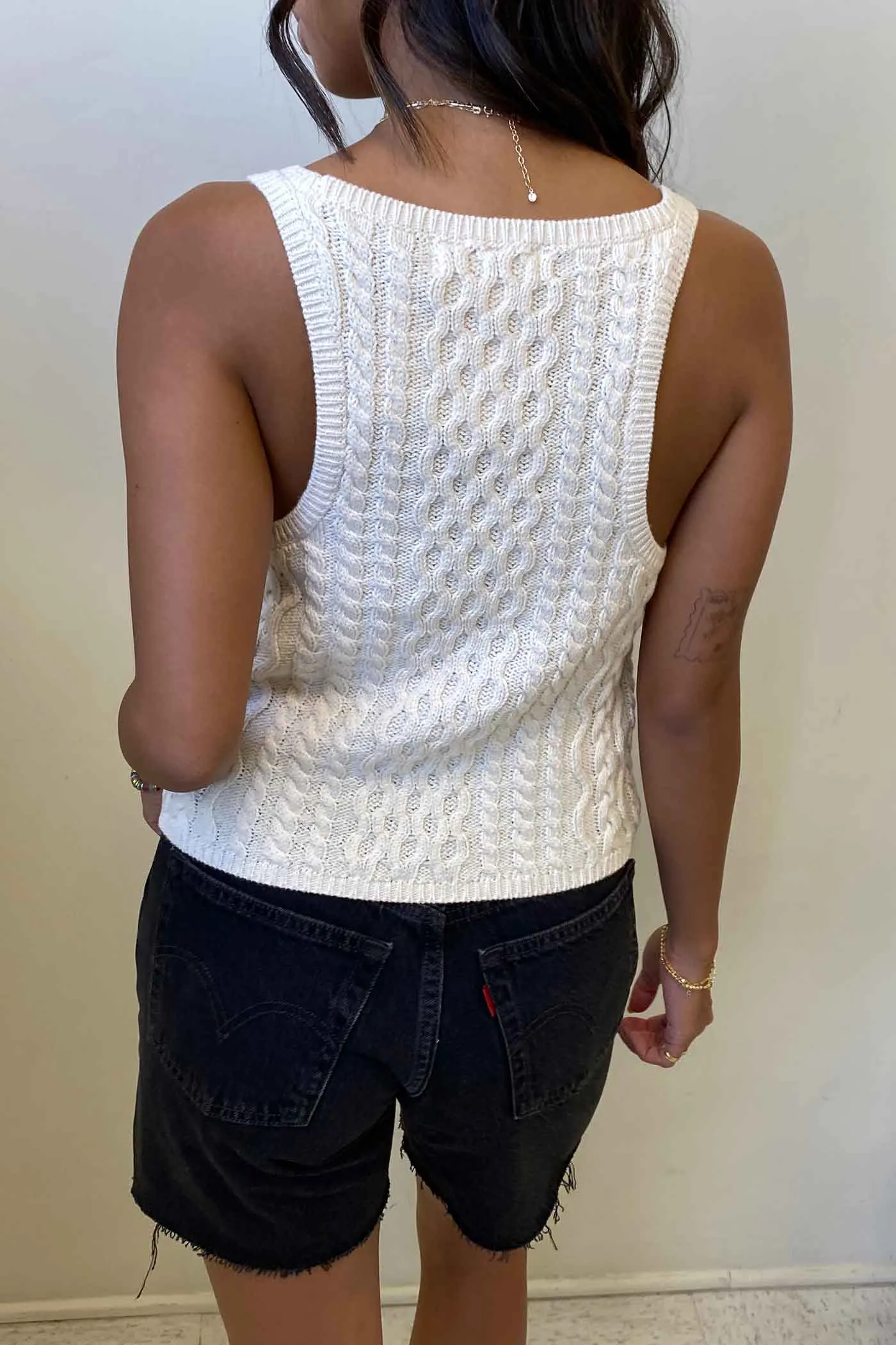 Cable Knit Tank Top by For Good