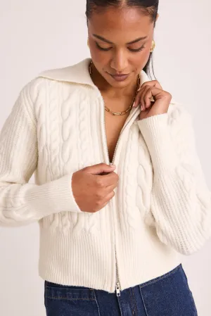 Central Ivory Zip Through Knit Jumper