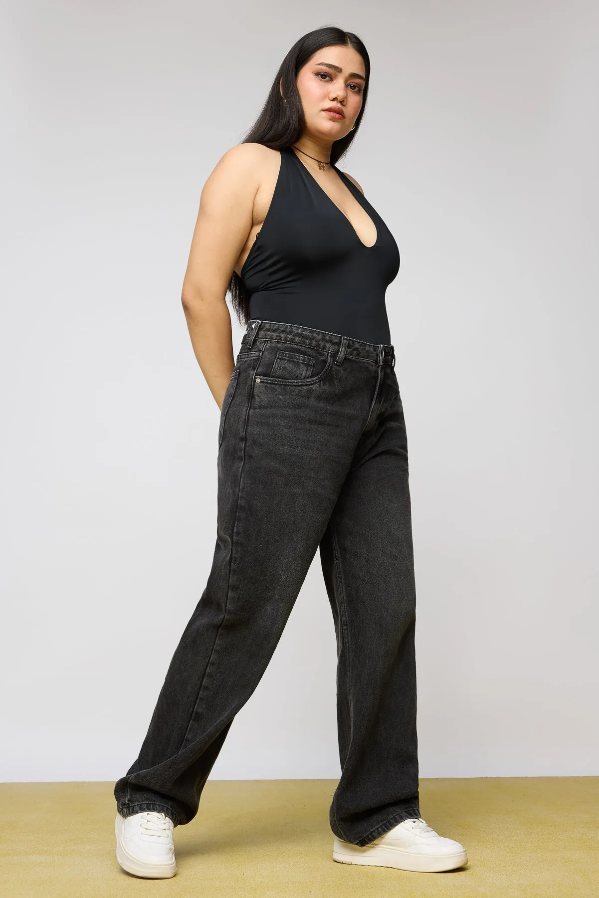 Charcoal Chic Curve Straight Jeans