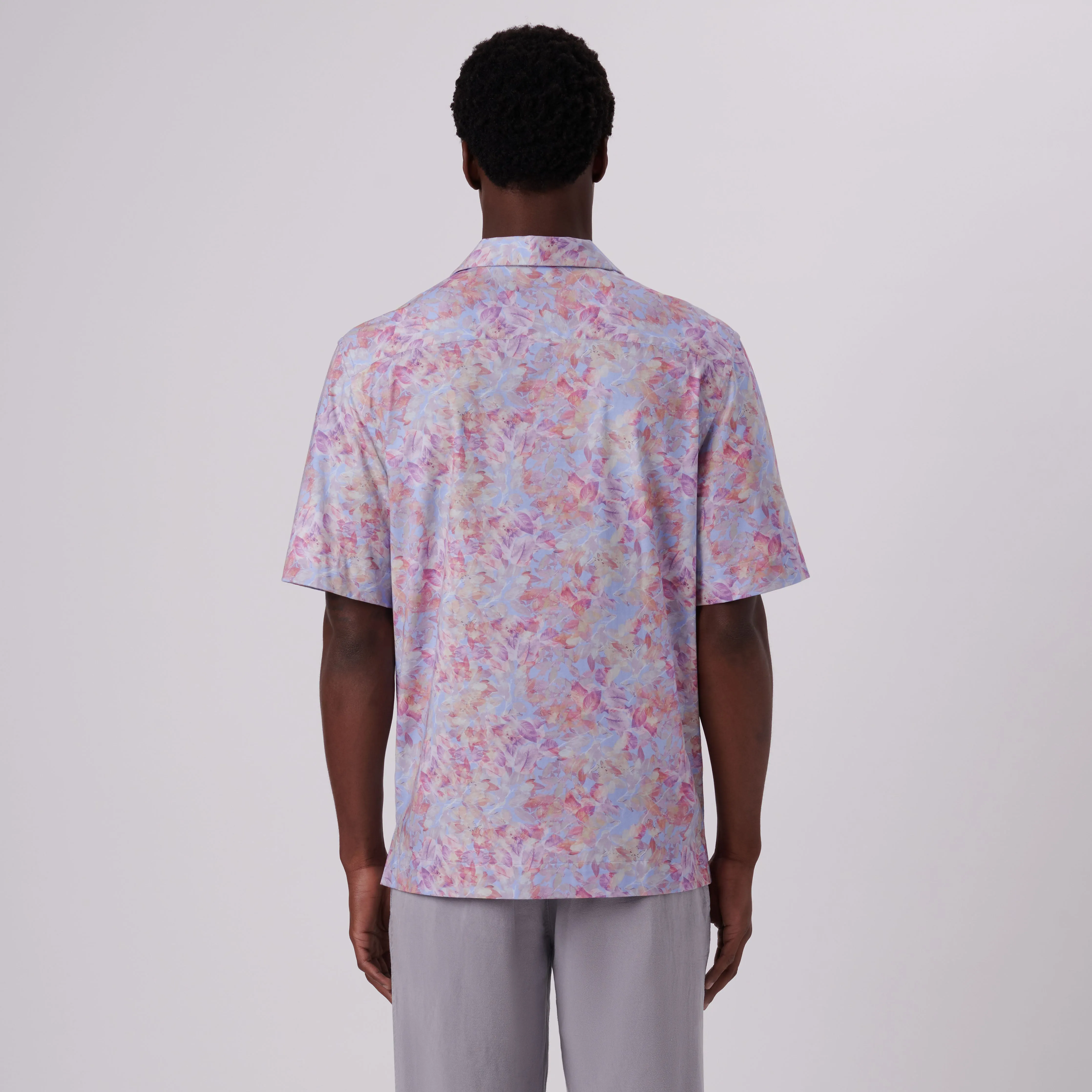 Cole Aquarelle Leaf Print OoohCotton Camp Shirt