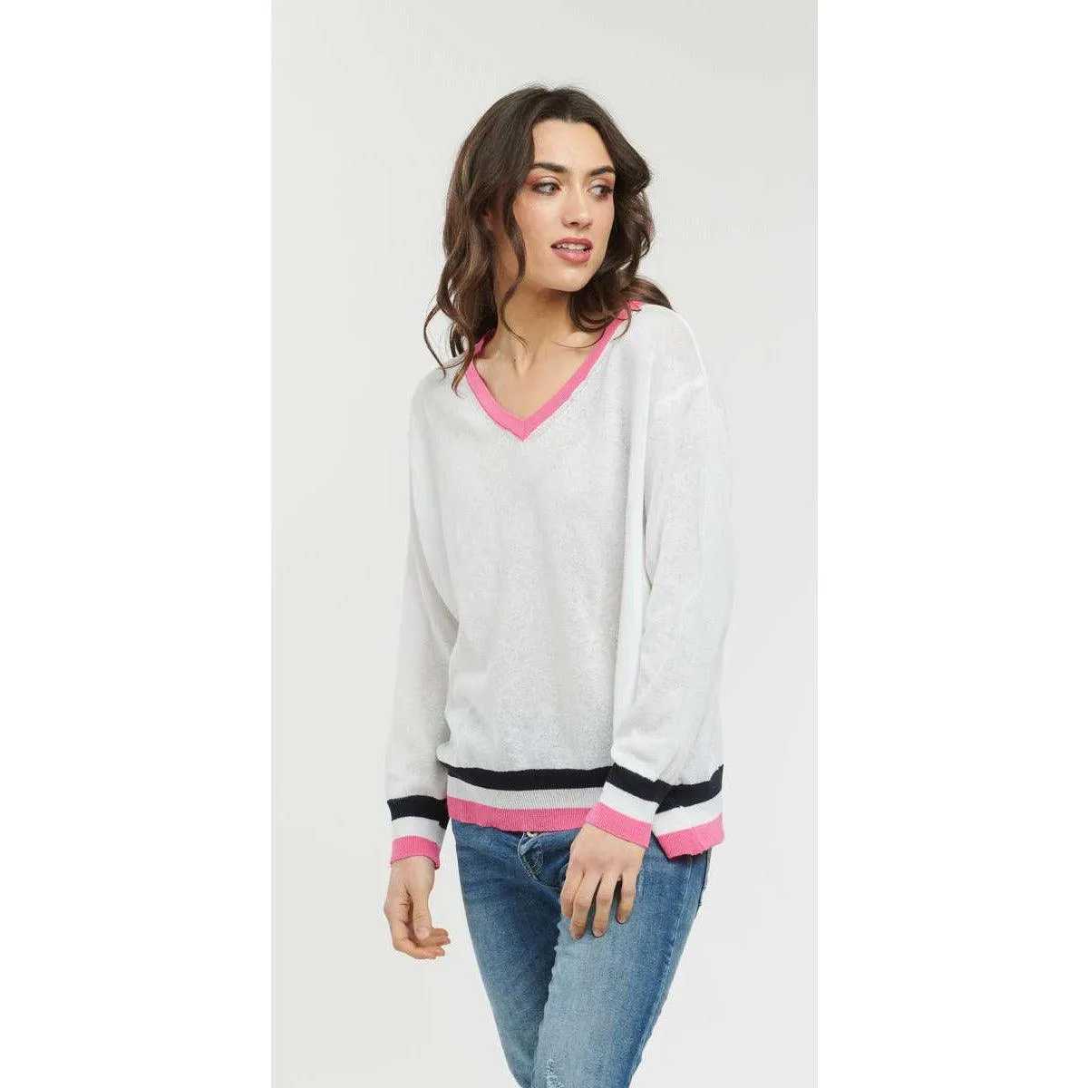 College Knit - White / Pink