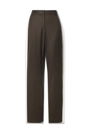 Corette Pinstriped Wool-Twill Flared Pants