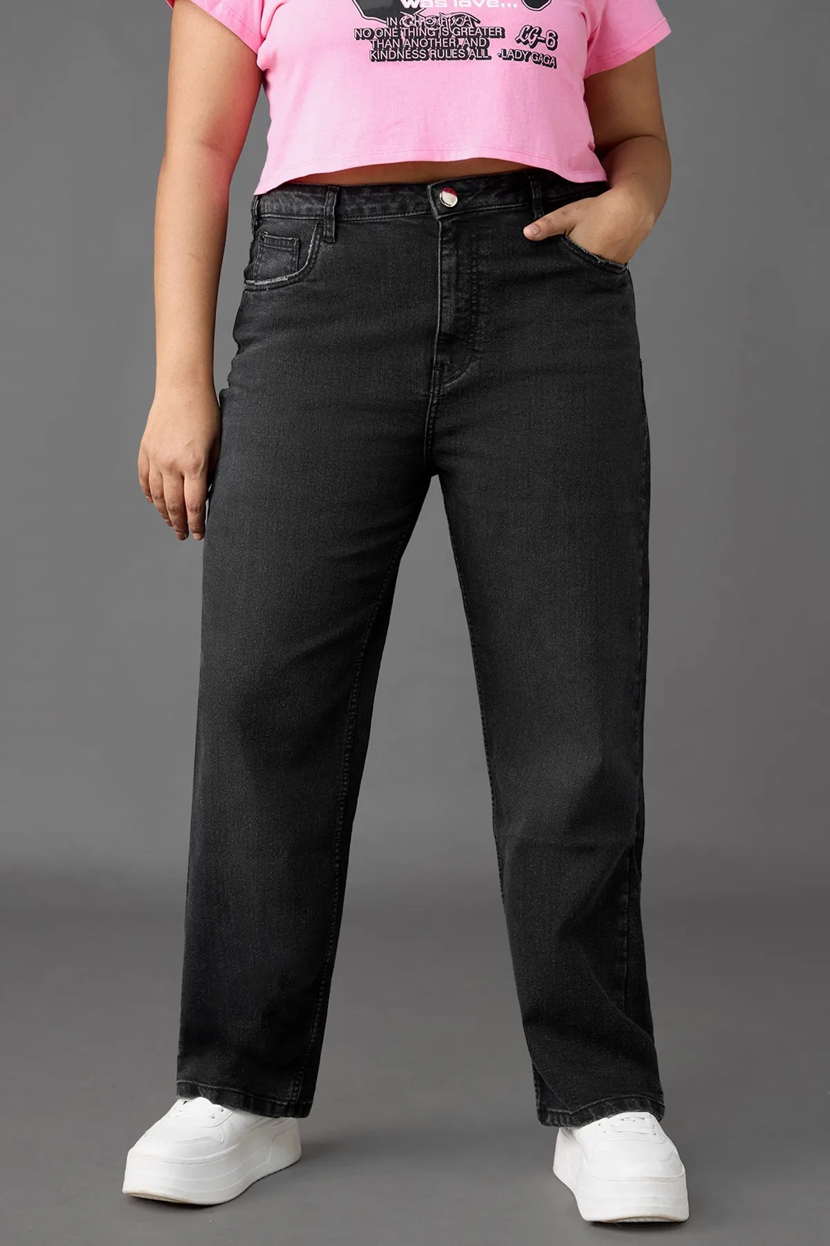 Curve Charcoal Straight Jeans