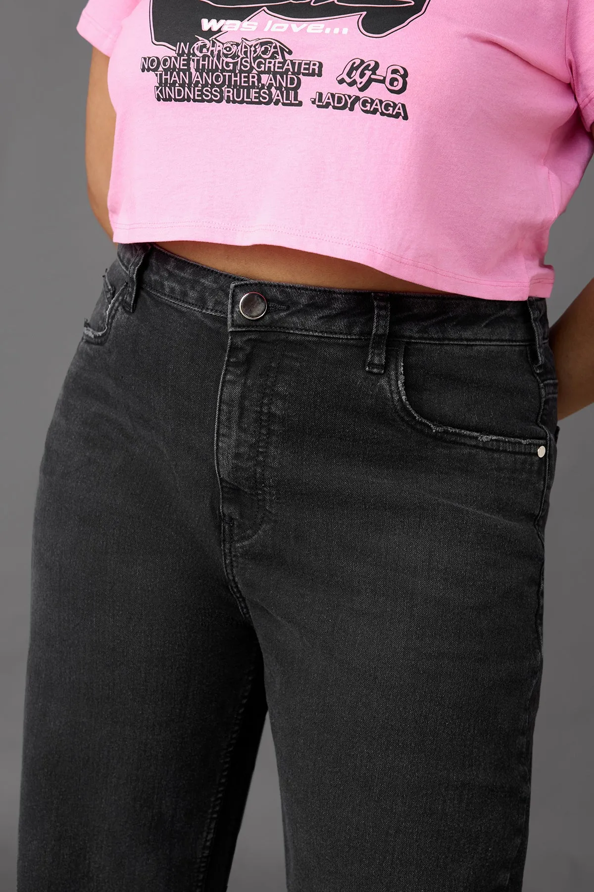 Curve Charcoal Straight Jeans