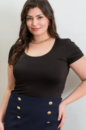 curvy SCOOP NECK FITTED KNIT TOP