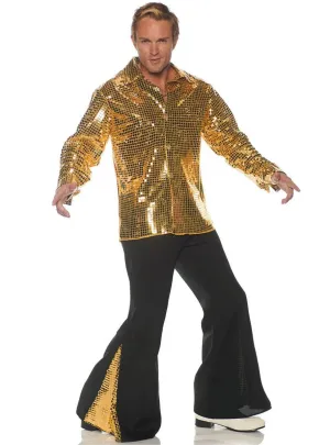 Dancing King Plus Size Mens Gold 70s Disco Costume