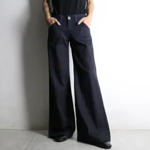 dark indigo buggy flare denim pants