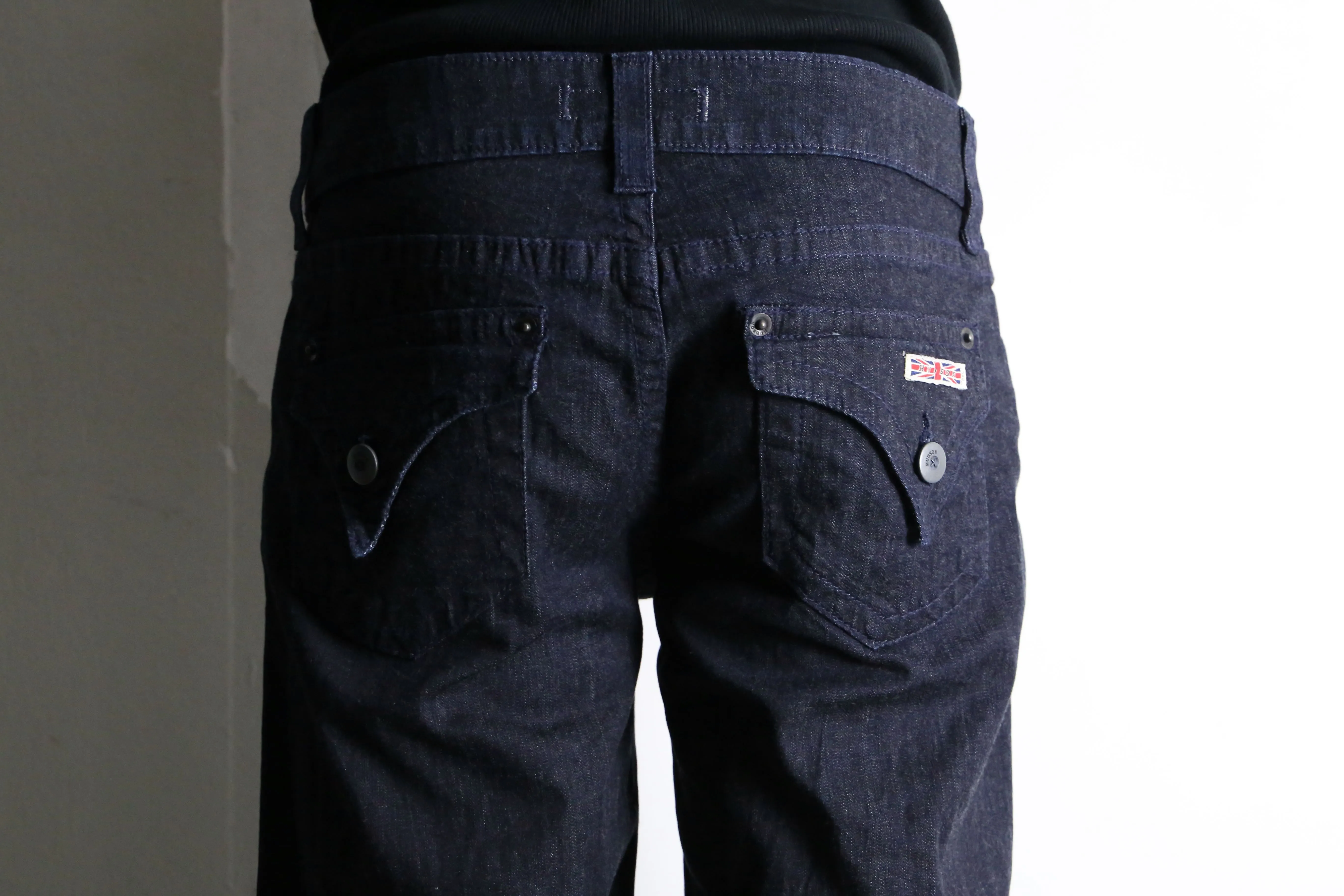 dark indigo buggy flare denim pants