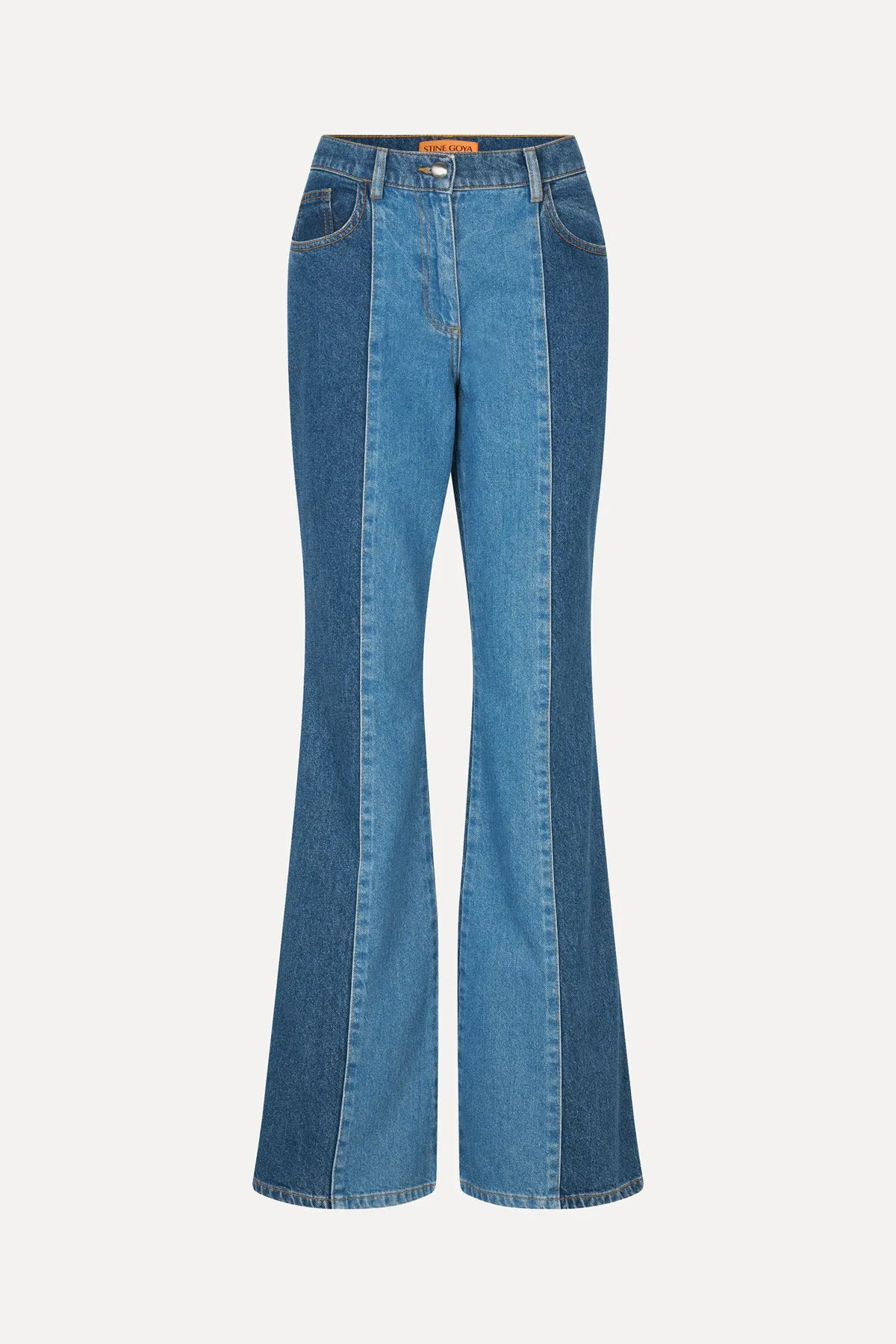 Denim Flared Pants - Two Tone Denim