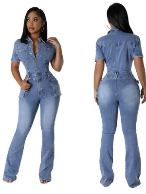 Denim jumpsuit jumpsuit flared pants AY3429