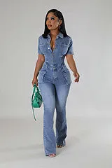 Denim jumpsuit jumpsuit flared pants AY3429