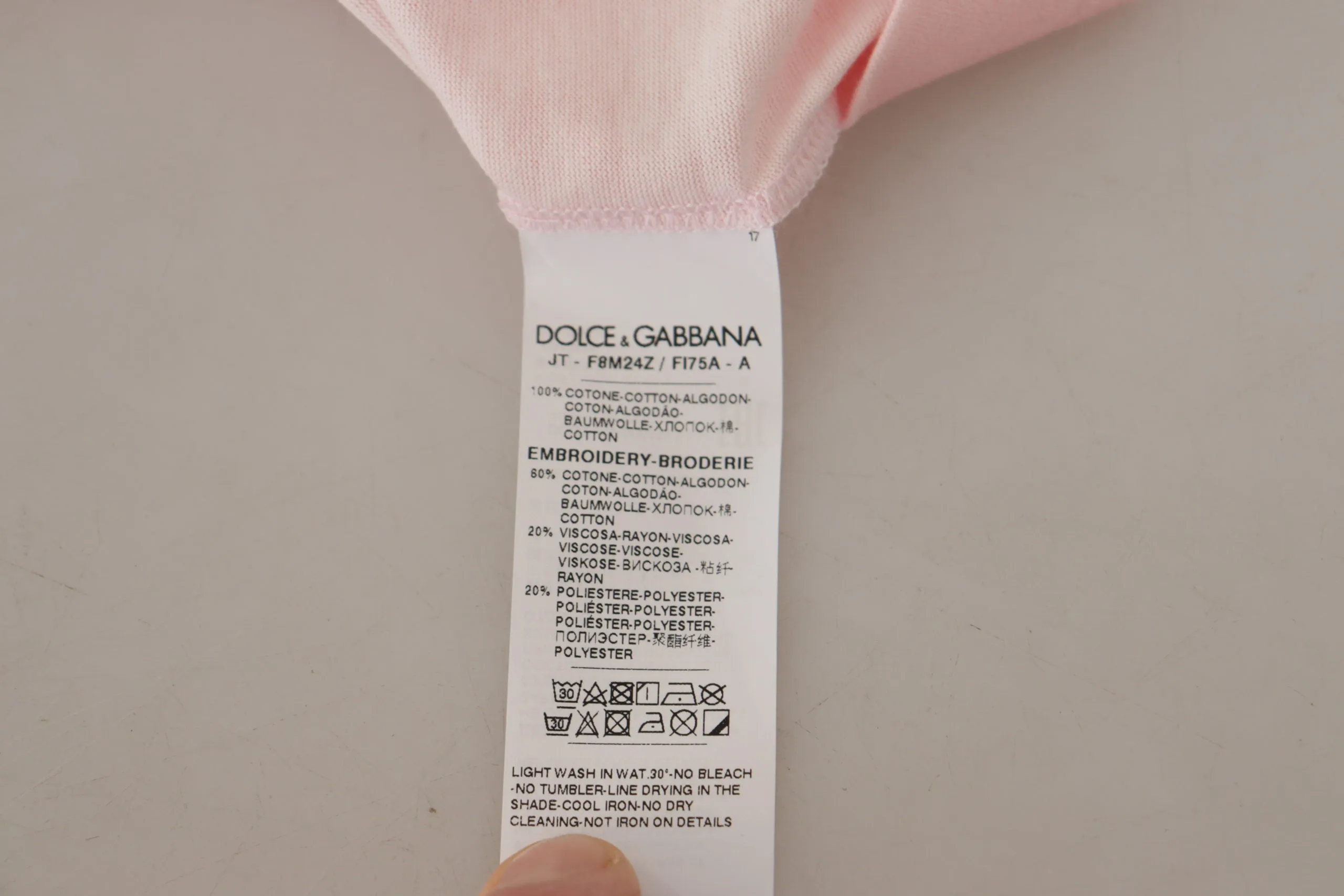 Dolce & Gabbana Pink Floral Cotton Henley Cotton  T-shirt